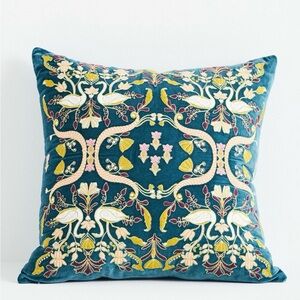 Anthropologie Cordelia Embroidered Cotton Pillow